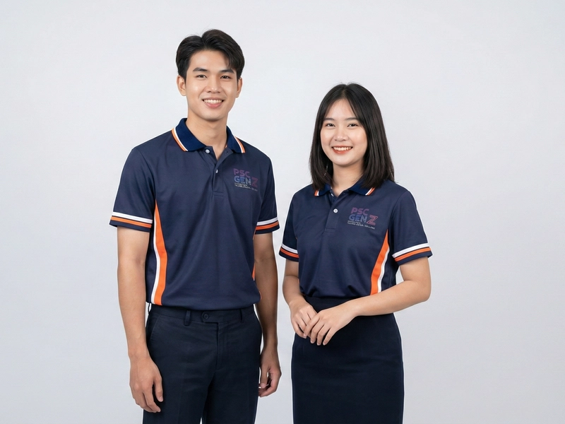 ตัวอย่างเสื้อโปโลนักศึกษา แบบปกขลิป 2 เส้น