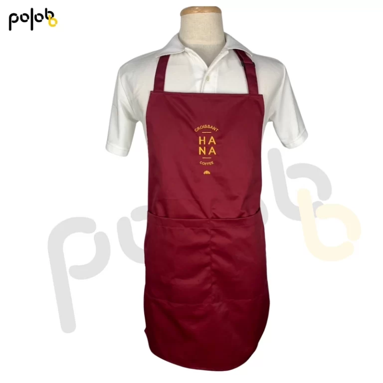 ผลงานผ้ากันเปื้อนงานปัก ผ้าคอมทวิว สำหรับร้านคาเฟ่