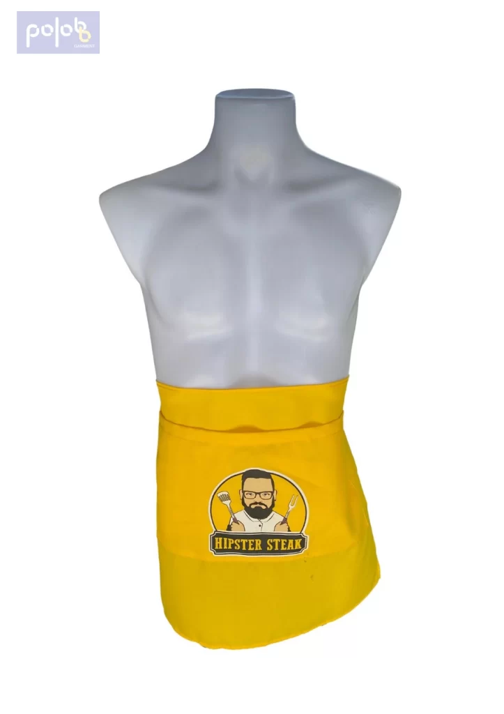 ตัวอย่างผลงานผลิตผ้ากันเปื้อนครึ่งตัวสีเหลือง โดย POLOBB